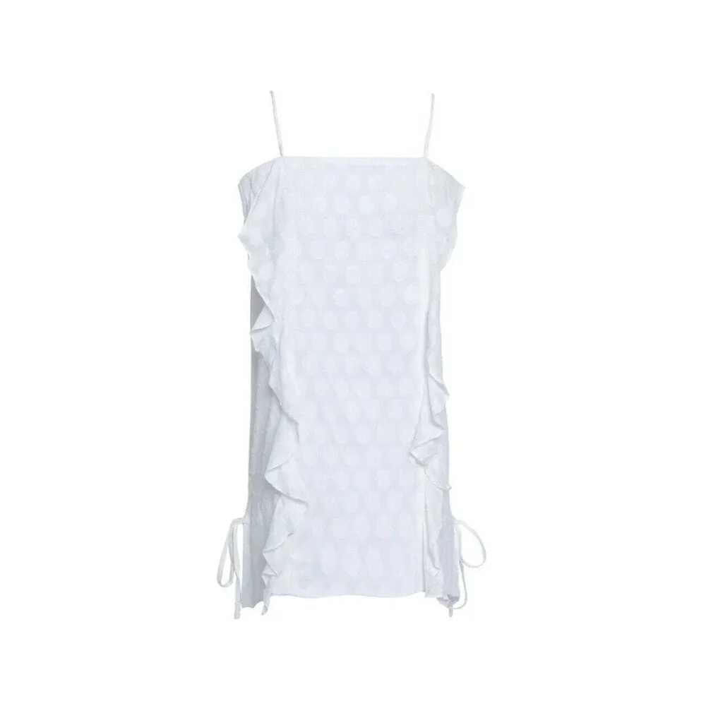 Vix White Mini Dress with Ruffle Detail